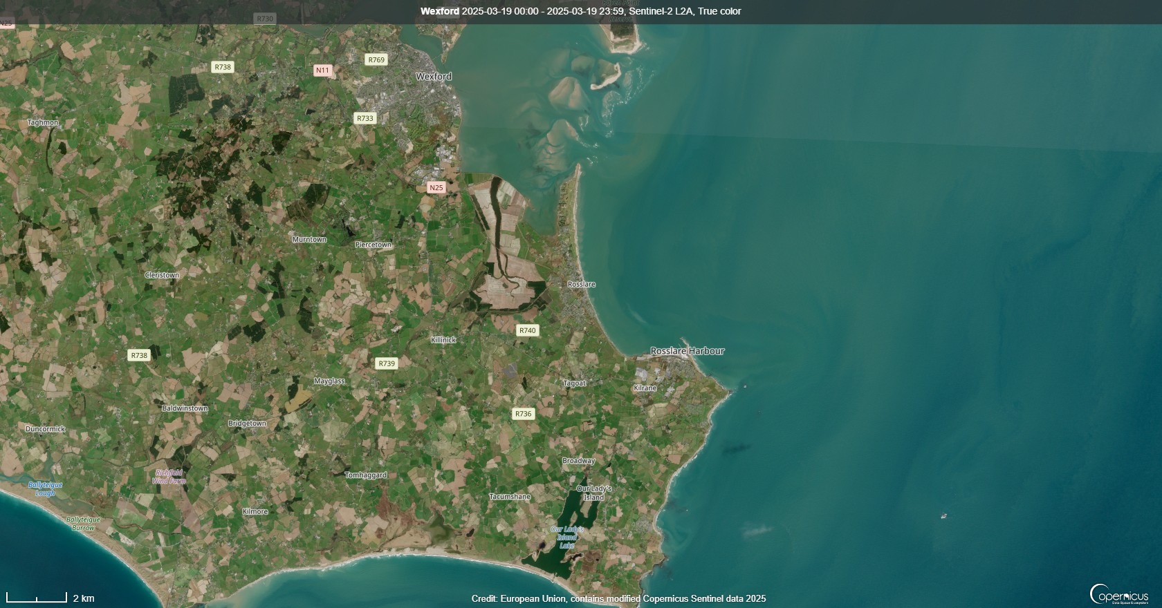 Wexford Crystal clear views of Ireland's east coast from space