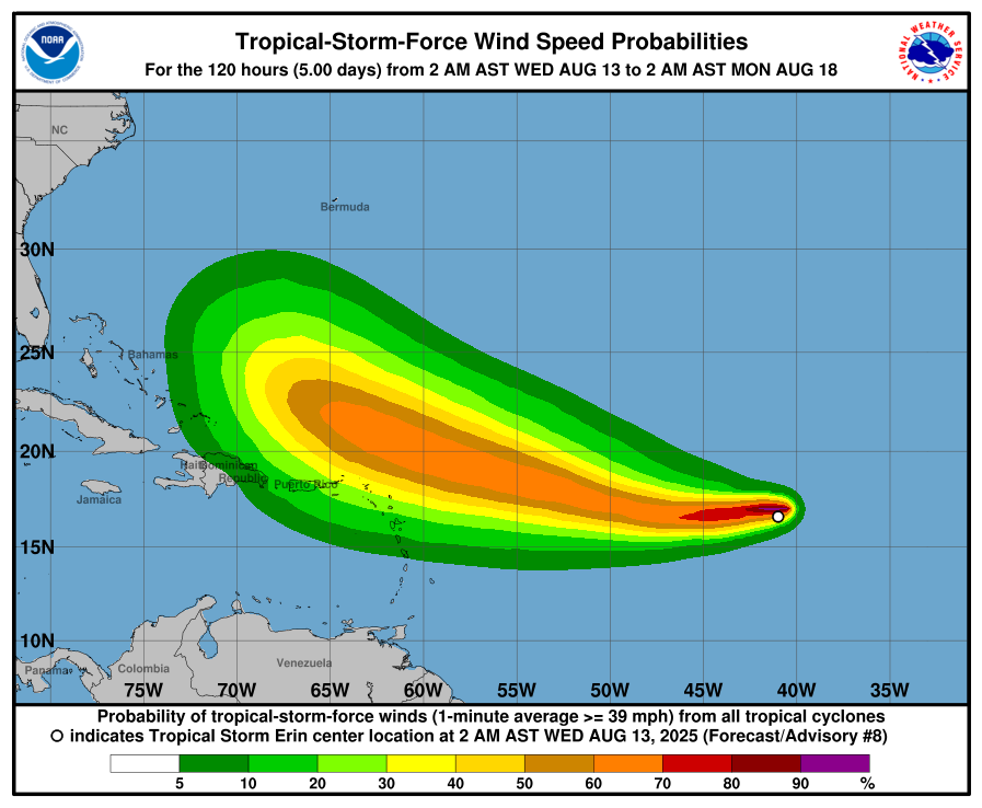 Erin1 Tropical Storm Erin forecast to strengthen into hurricane
