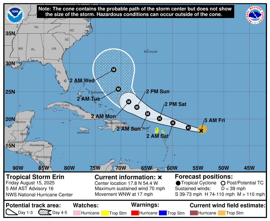 Hurricane-Erin-1 Caribbean Braced for Heavy Seas as Hurricane Erin Nears