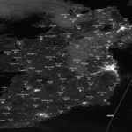 Ireland at night with names
