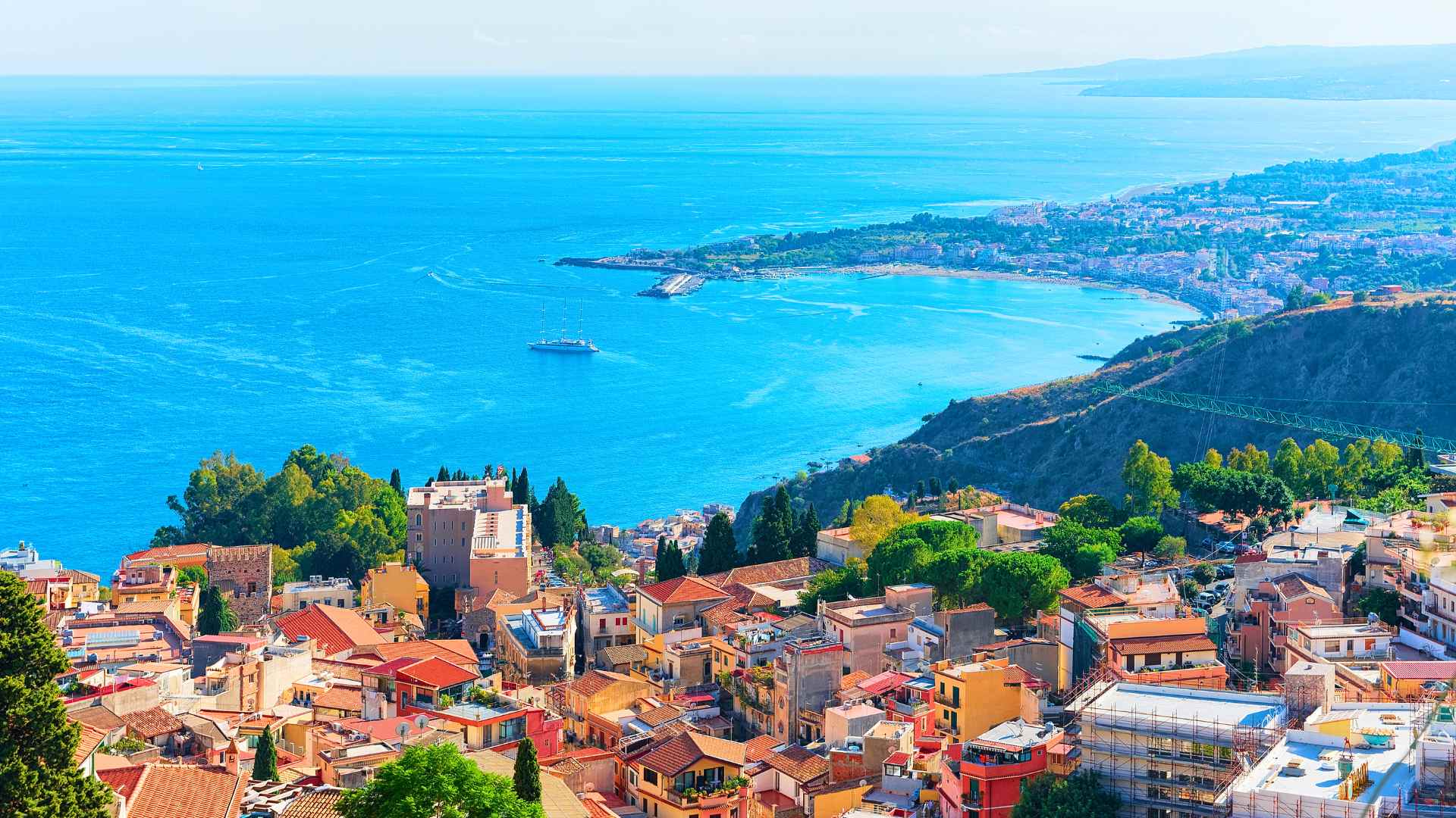 Taormina and Mediterranean Sea in Sicily