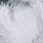 The eye of Hurricane Erin on Saturday evening