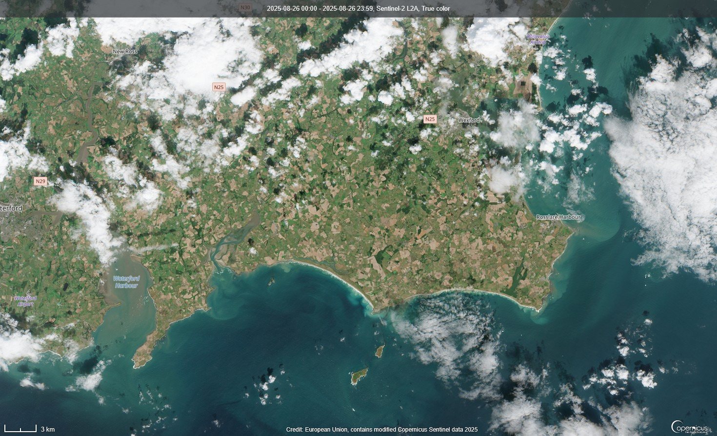 County Wexford in late August. Credit Copernicus