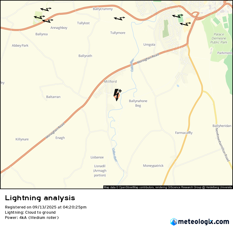 Armagh Lightning strikes recorded across north Leinster and south Ulster