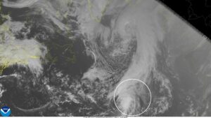 Gabrielle approaching The Azores on Thursday afternoon.