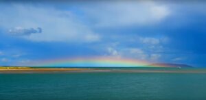 A low rainbow over Dublin Bay