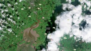 The River Fergus entering the Shannon Estuary on Thursday. Credit Copernicus Satellite