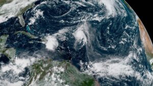 Three Atlantic systems on Thursday afternoon. Credit NOAA