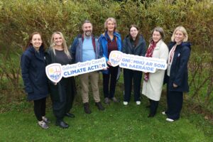 Pictured at the launch of Galway County Council's Community Climate Action Fund at Brigits Garden in Rosscahill (left to right) Tina Ryan, Climate Action Coordinator; Rebecca Mooney, Climate Action Officer; Declan and Jenny of Brigit's Garden; Kim O'Connor, Climate Action Team; Cllr Eileen Mannion; and Denise Feeney, Community Climate Action Officer