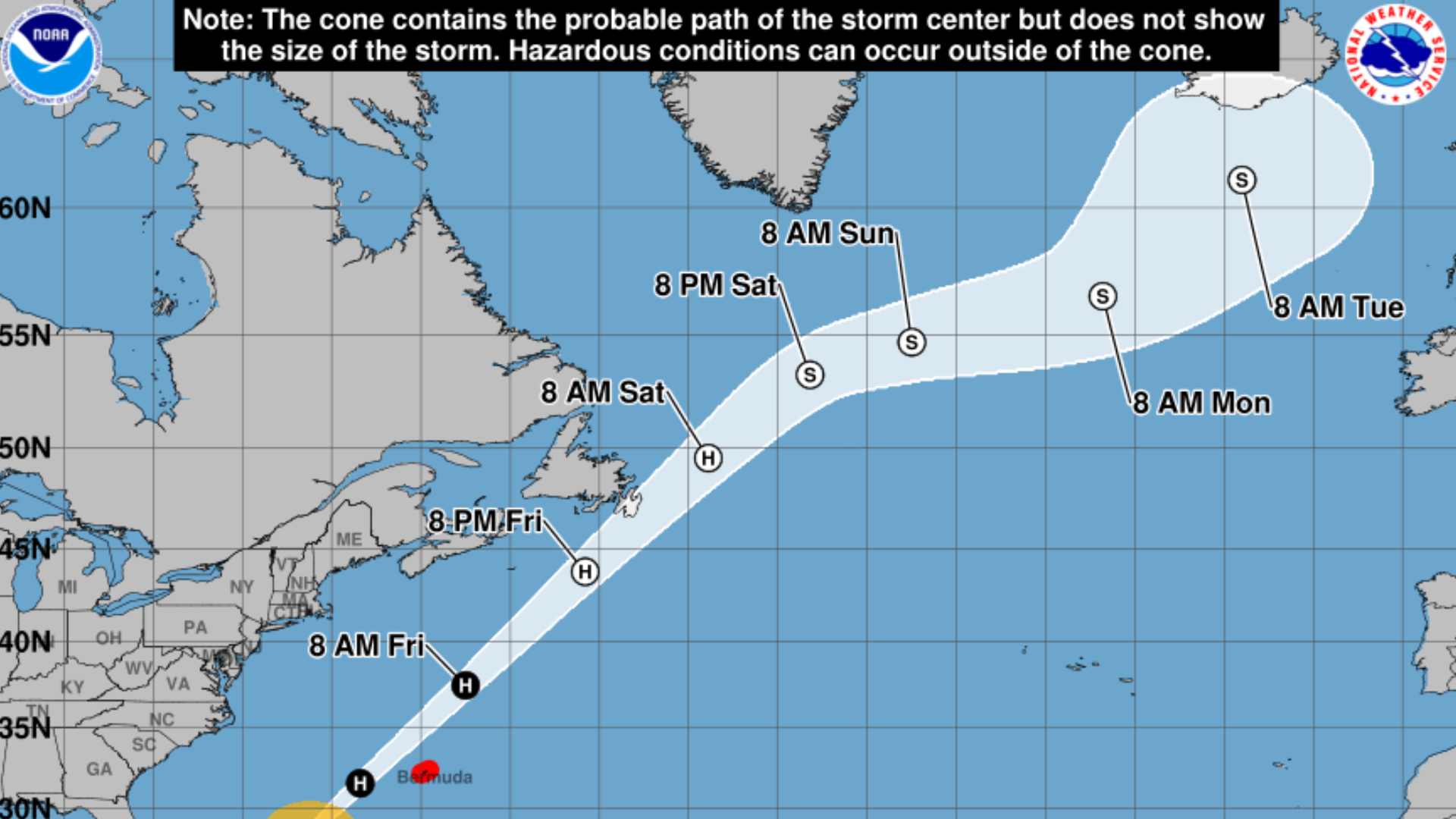 Hurricane Melissa To Pass Northwest of Bermuda, Steer Clear of Ireland 17 Experimental Cone with Watches