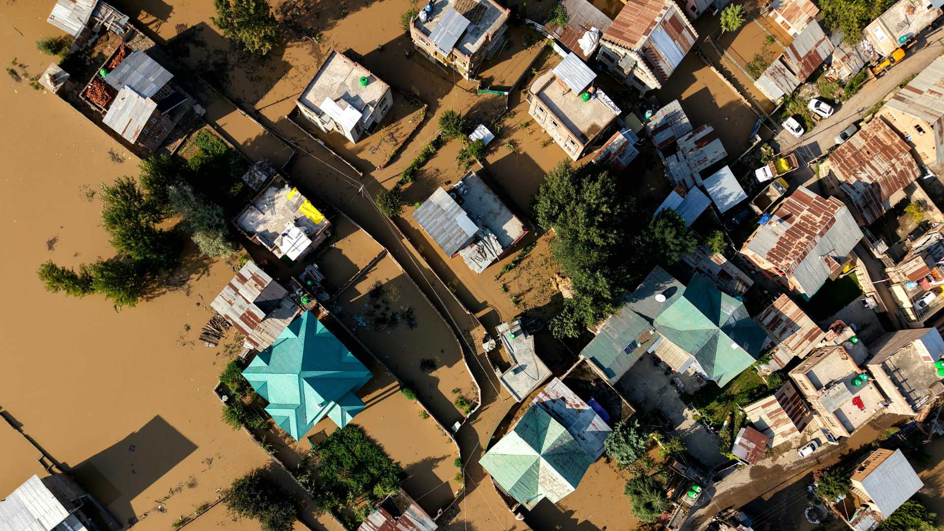 Flooded Residential Area in Kashmir