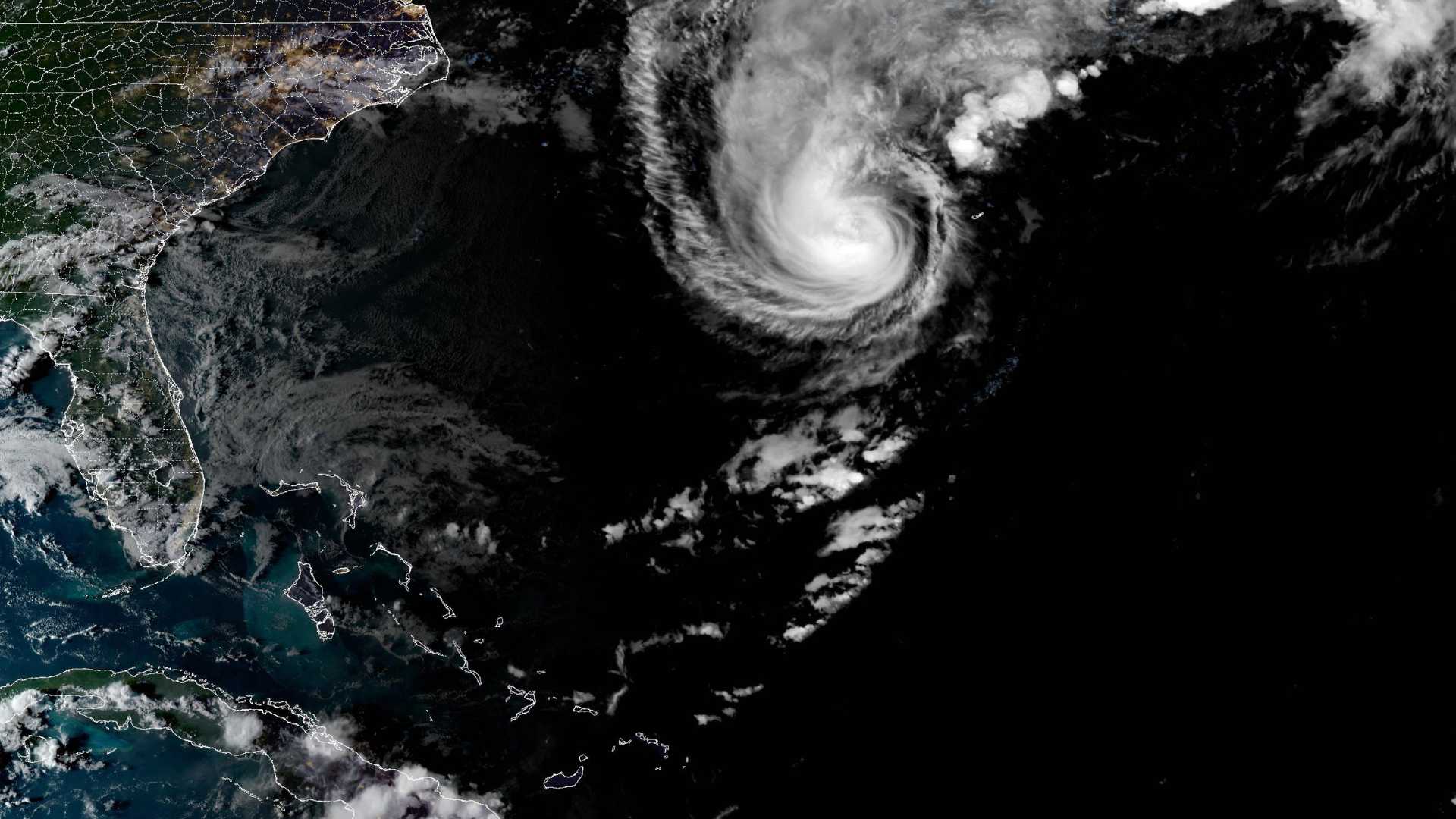 Hurricane Imelda approaches Bermuda on Wednesday night. Credit NOAA