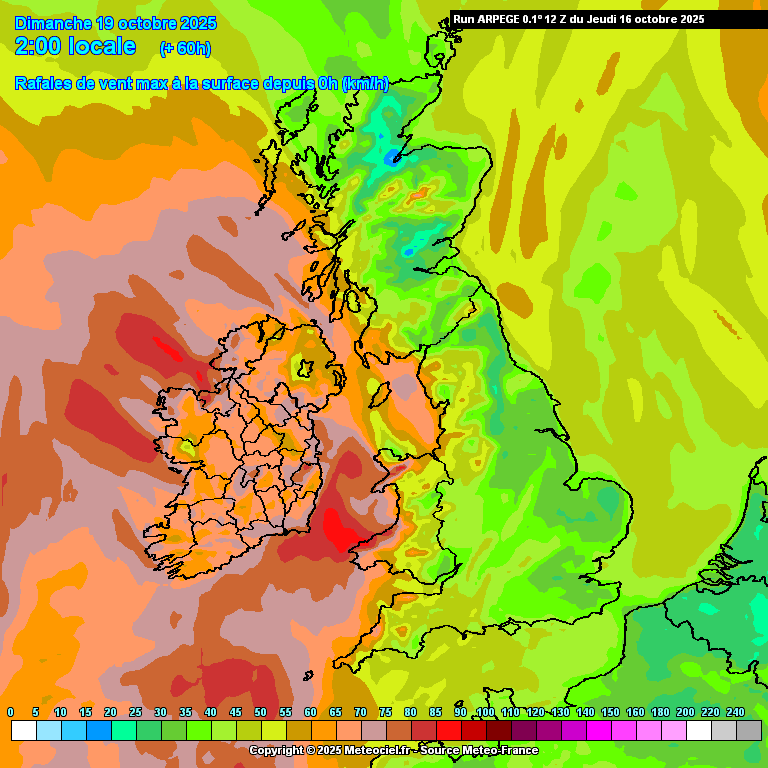 Max-wind-gusts-up-to-late-Saturday-night.-Credit-Meteociel Gusty Winds and Rain Sweep In On Saturday