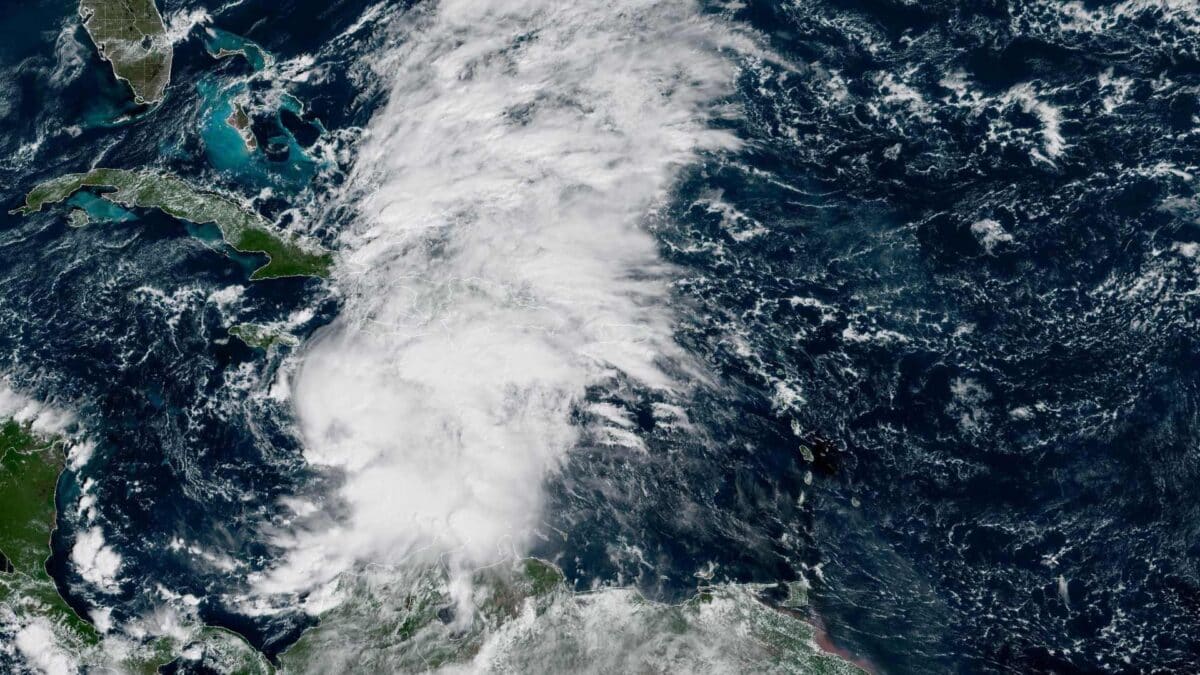 Melissa-pictured-south-of-Jamaica-and-Haiti-on-Thursday-evening.-Credit-NOAA-1200x675 Tropical Storm Melissa takes aim at Jamaica and Haiti