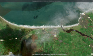 waves breaking onto the beach near Portstewart in Co Derry.