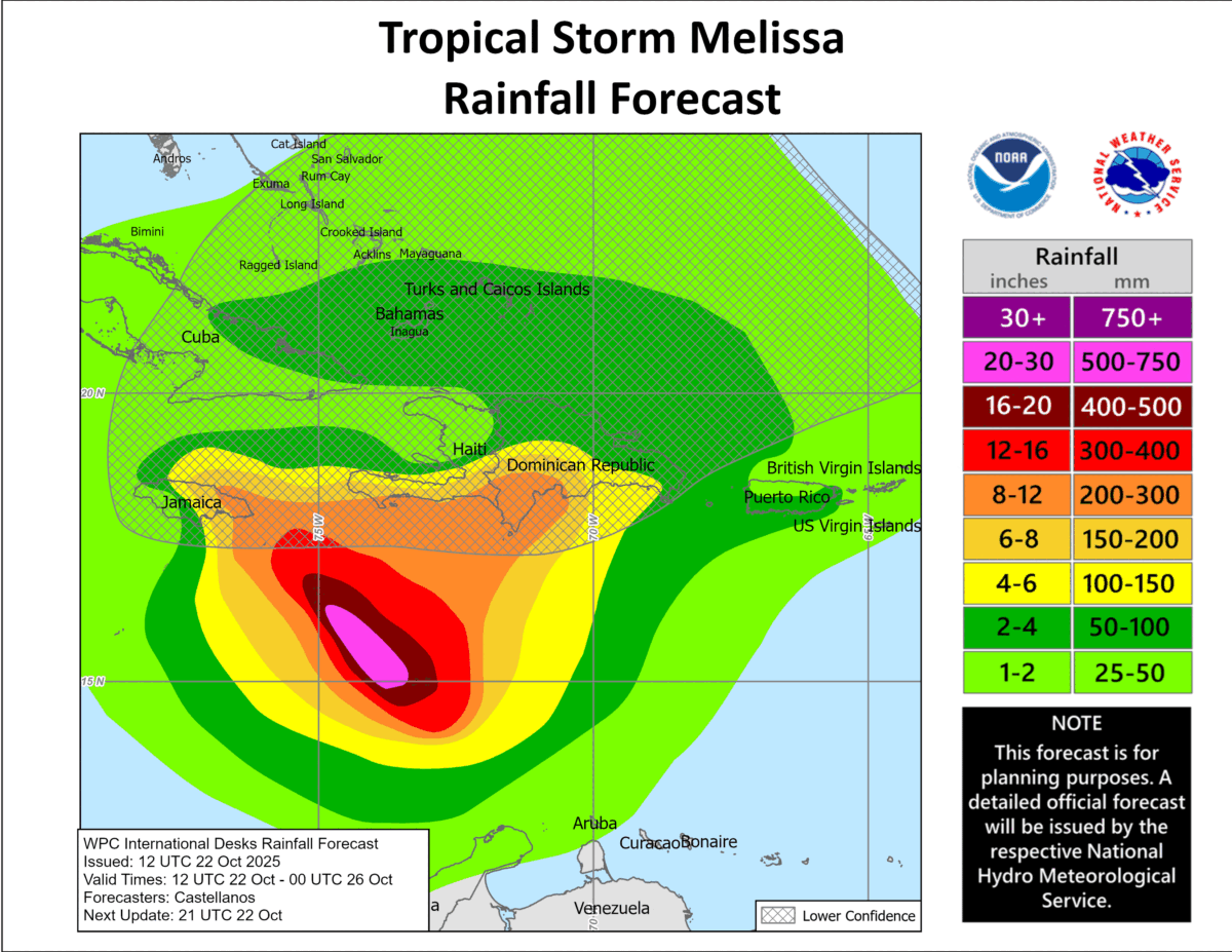 Rainfall-Forecast-from-the-Weather-Prediction-Center-1-1200x927 Tropical Storm Melissa brings flooding threat to Jamaica and Haiti