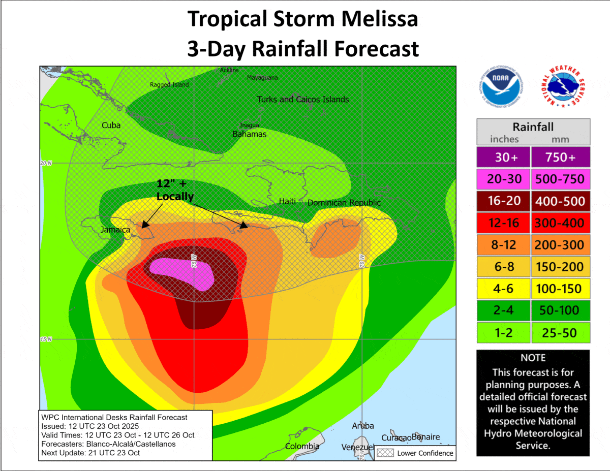 Rainfall-Forecast-from-the-Weather-Prediction-Center-2-1200x927 Tropical Storm Melissa takes aim at Jamaica and Haiti