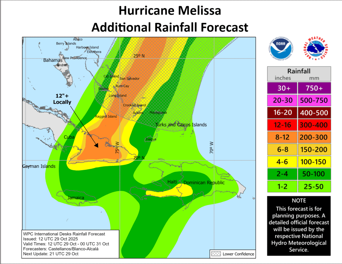 Rainfall-Forecast-from-the-Weather-Prediction-Center-6-1200x927 Hurricane Melissa eyes Bahamas and Bermuda, will not impact Ireland