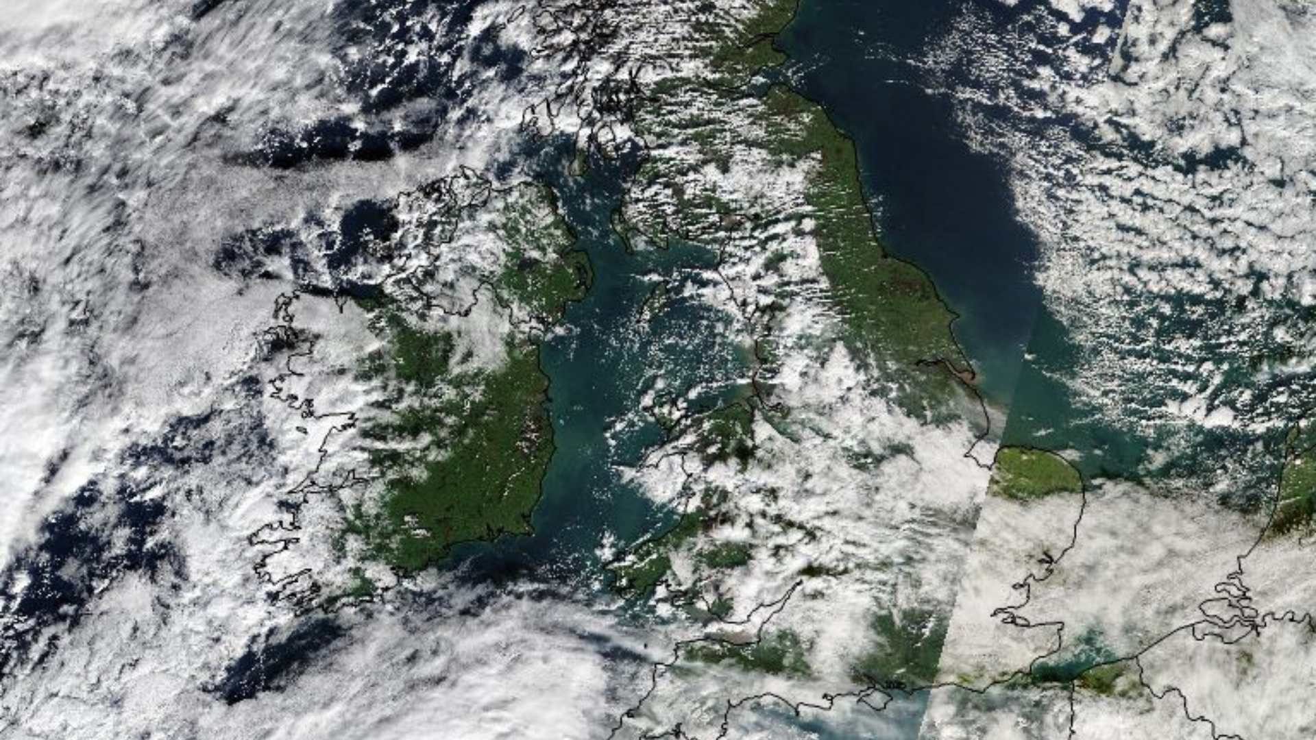 Sunshine levels begin to recover after dull start to October 20 Satellite view of Ireland and Britain on Wednesday