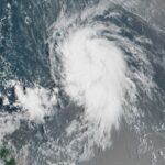 Soon to be named Tropical Storm Jerry in the mid-Atlantic. Credit NOAA