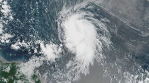 Soon to be named Tropical Storm Jerry in the mid-Atlantic. Credit NOAA