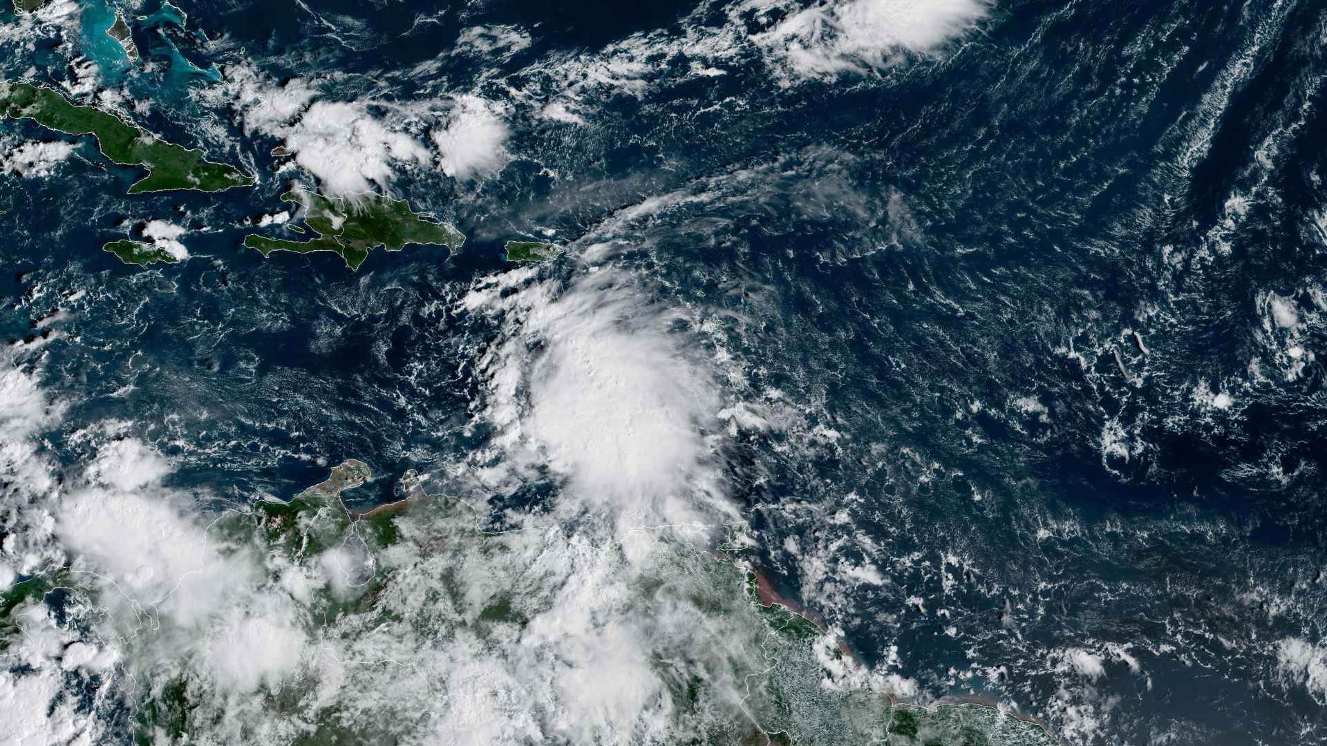 The tropical system on Monday afternoon. Credit NOAA