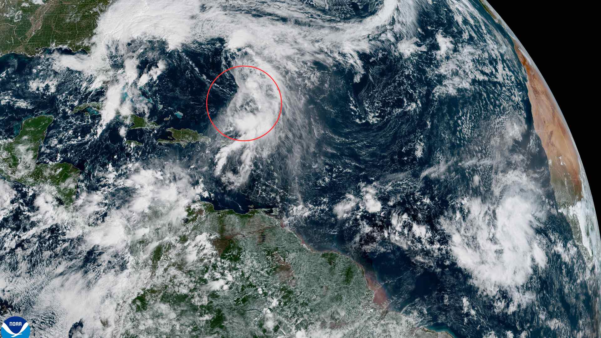 Tropical Storm Jerry on Saturday afternoon