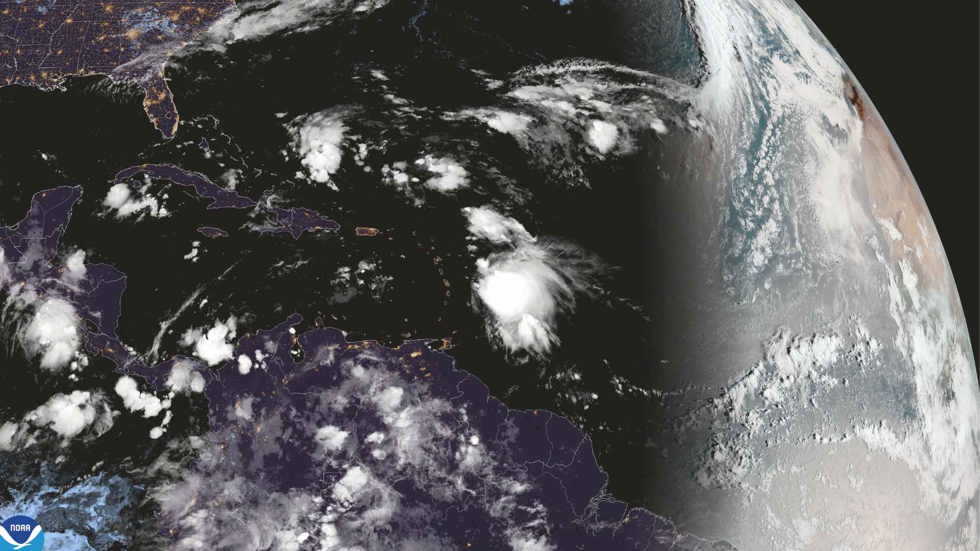Tropical Storm Jerry on Thursday morning. Credit NOAA