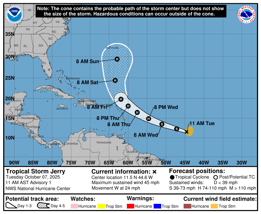 Tropical-Storm-Jerry Tropical Storm Jerry set to become next Atlantic Hurricane