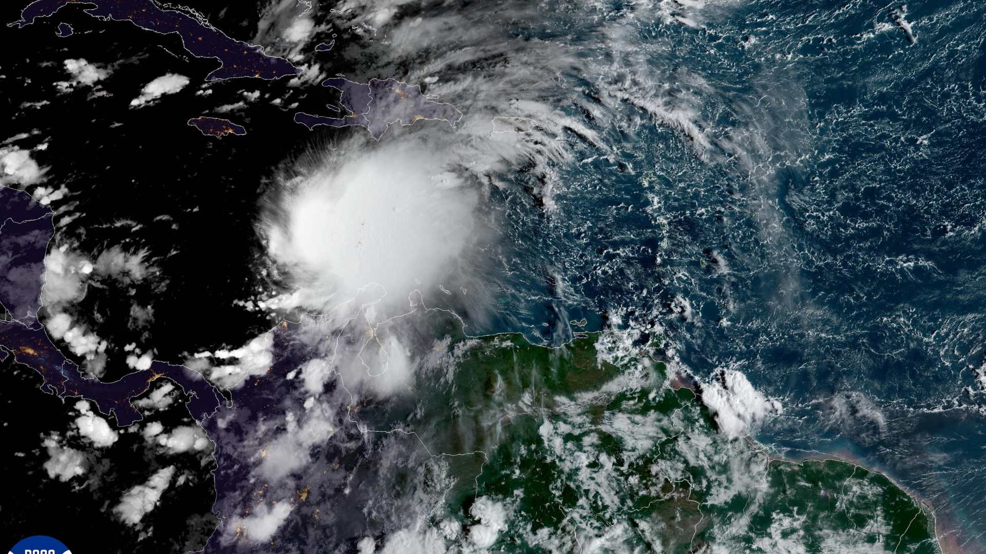 Tropical Storm Melissa on Wednesday morning. Credit NOAA