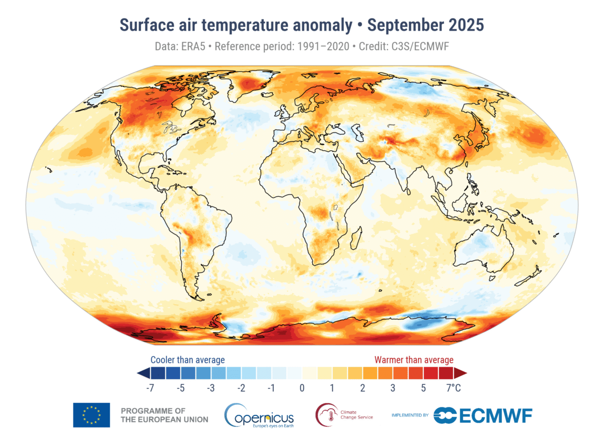  September 2025 Confirmed as Third-Warmest Globally