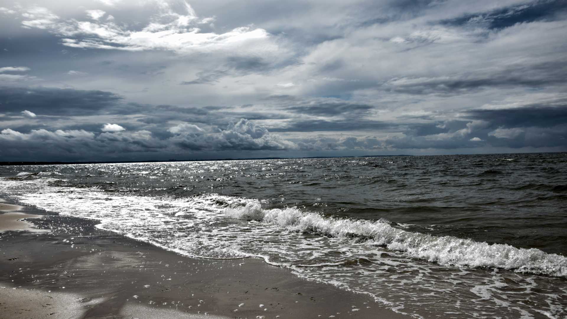 Seashore Under White Clouds