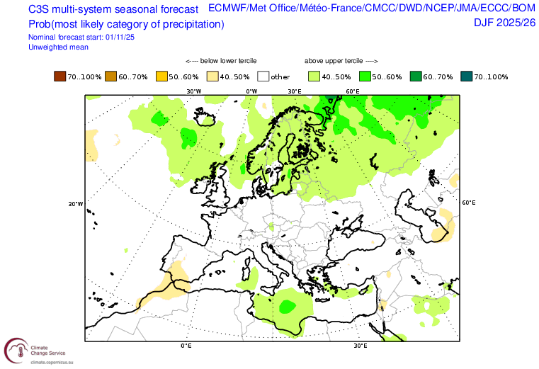 c-Copy Copernicus forecasts mild, wet winter for much of Europe